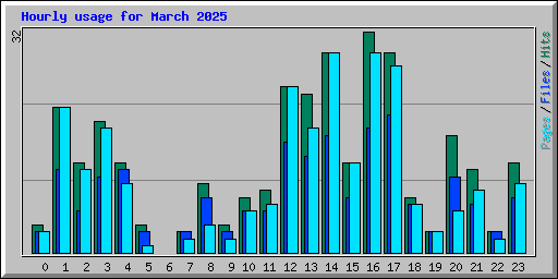 Hourly usage for March 2025